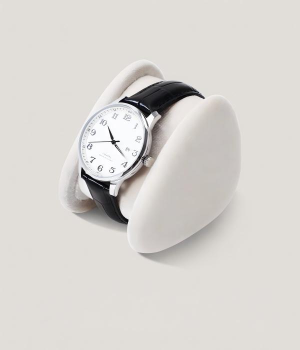 Watch stand white suede