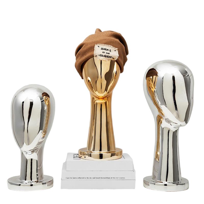 Metallic Abstract Mannequin Head Display Stand for Hats and Eyewear